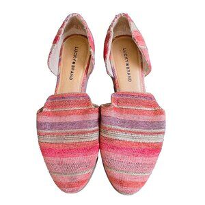 LUCKY BRAND JINREE D'ORSAY BALLET FLAT BURGUNDY MACAYLAH STRIPE SZ 10 M